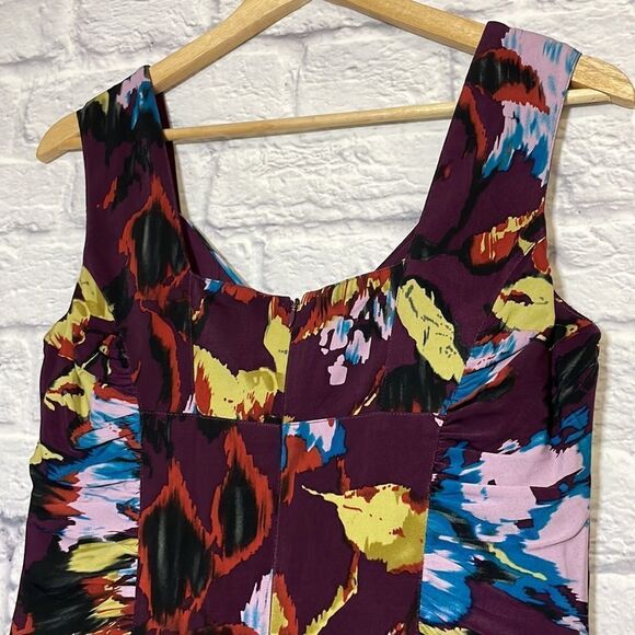 Adrianna Papell Abstract Floral Print Ruched Sheath Dress Size 10 - Picture 8 of 12